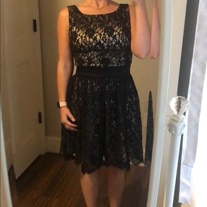 Bebe black & nude lace A line dress